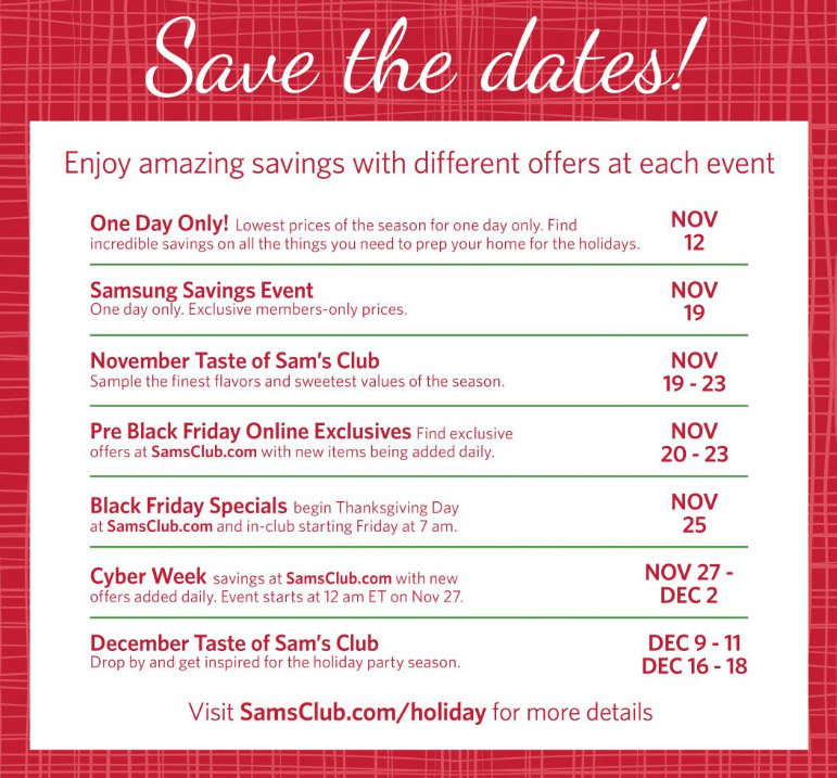 Sam s Club Holiday Hours Sales Announced BlackFridays